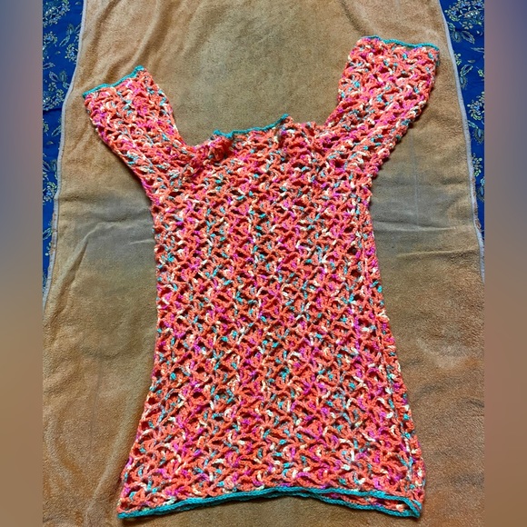 Crochet Woolen Pullover Top for Woman (Orange, Small/Petite) - Picture 7 of 7